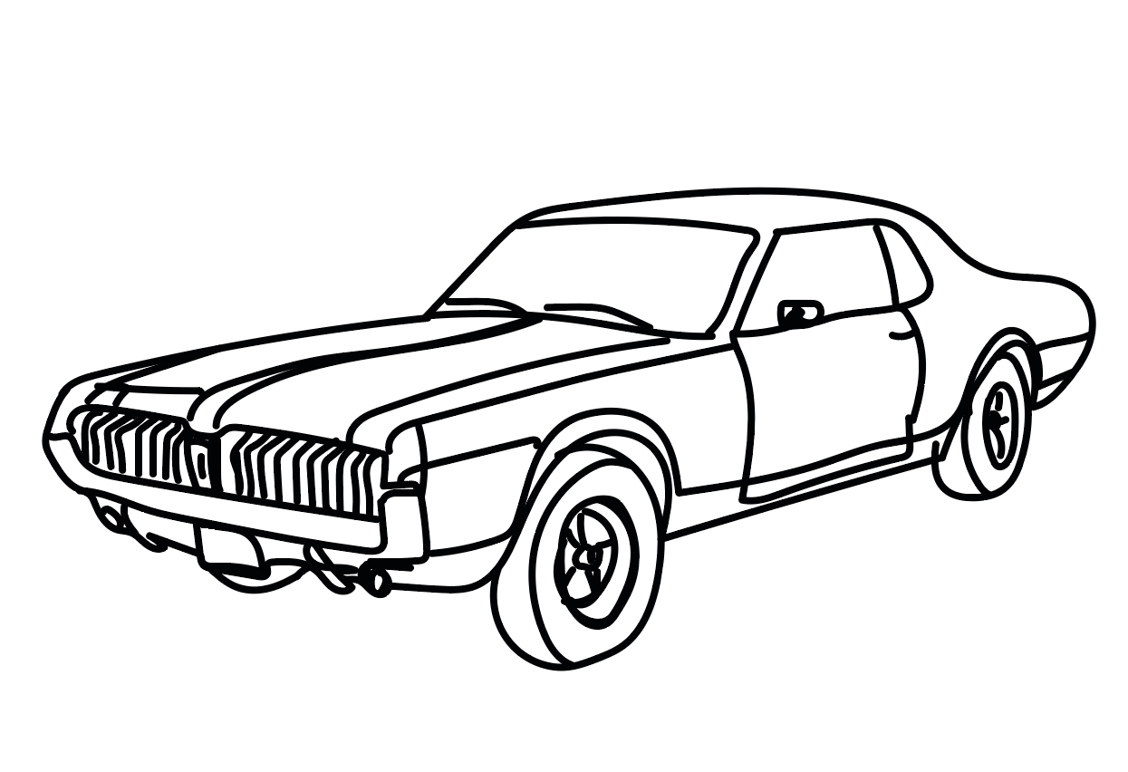 Раскраска с автомобилем Mercury Cougar Gen-1