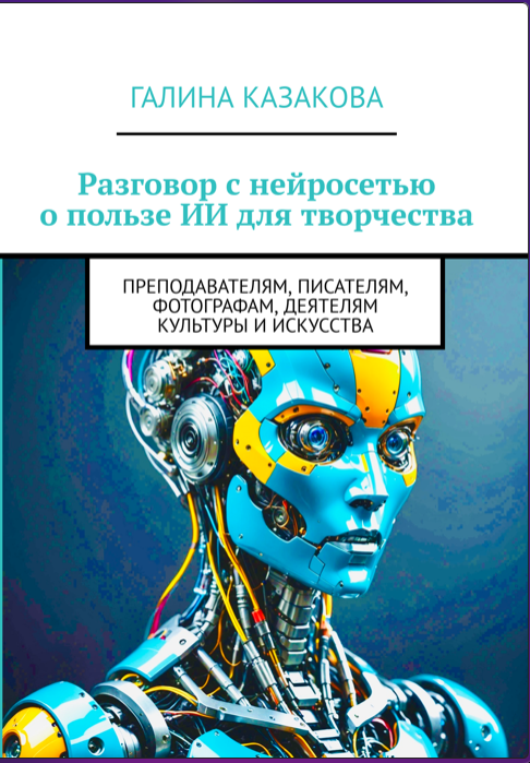 Книга: Галина Казакова. "РАЗГОВОР С НЕЙРОСЕТЬЮ О ПОЛЬЗЕ ИИ ДЛЯ ТВОРЧЕСТВА"